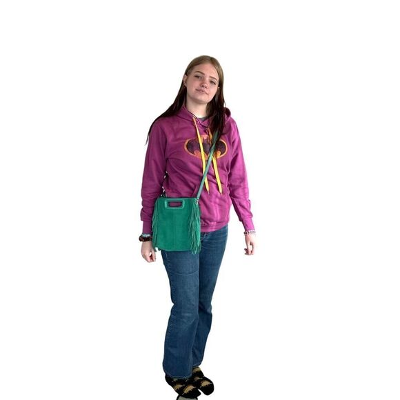 MAJE Suede Fringe Leather Green Shoulder/Hand Bag - Picture 2 of 10